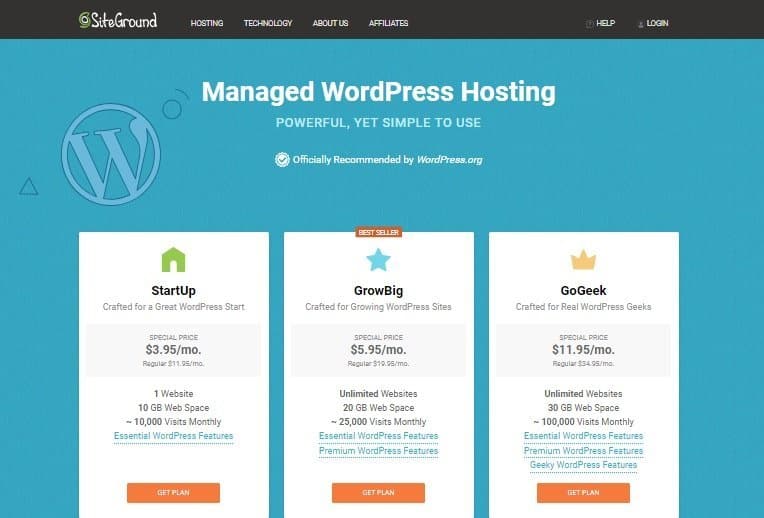 Siteground WordPress Landing Page
